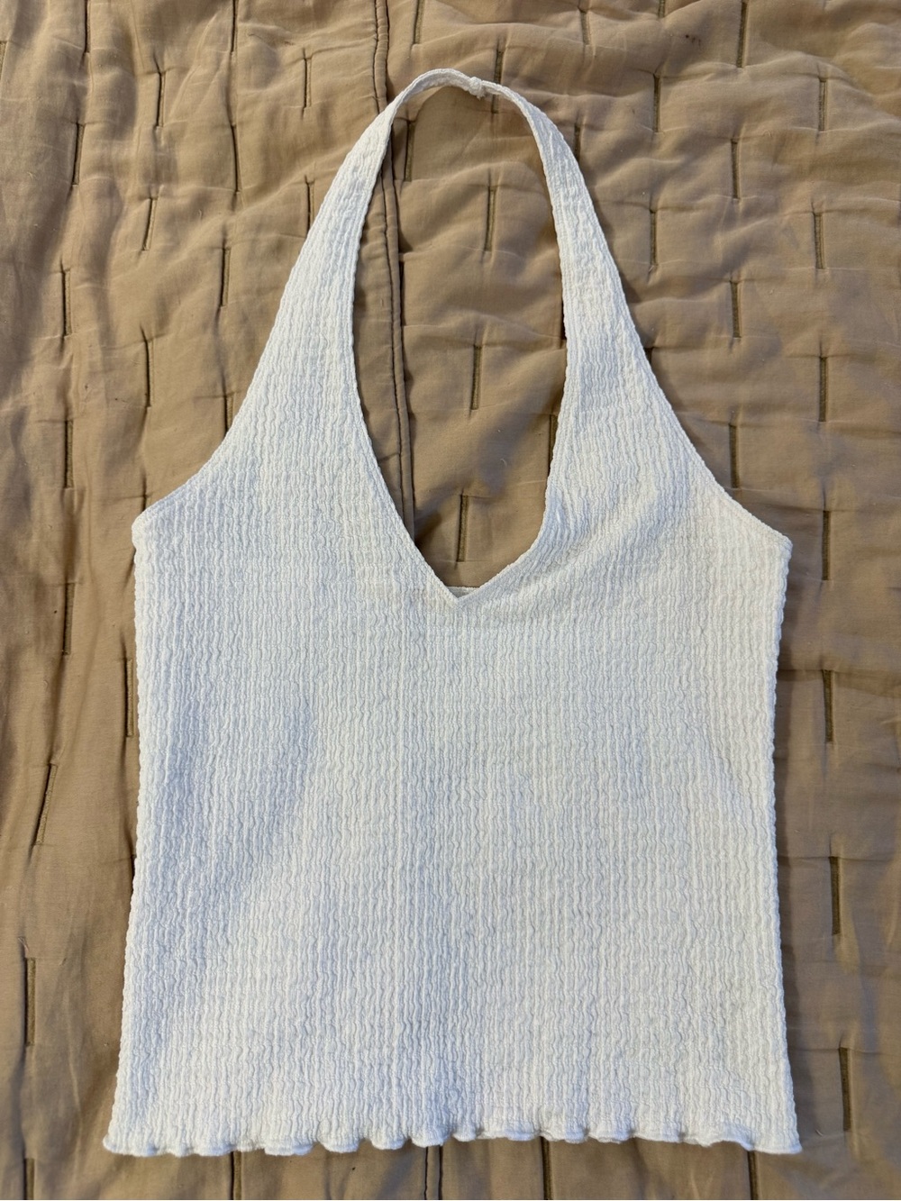 MONKI White Halter Neck Knit Tank Top Stretch Sleeveless Size M
